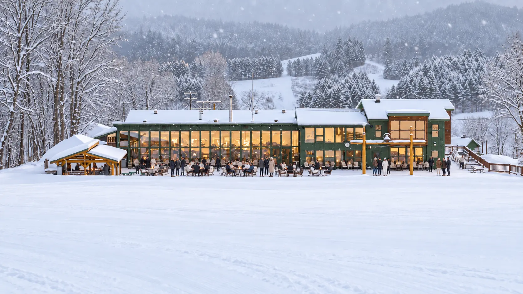 Après-ski gathering at an alpine lodge